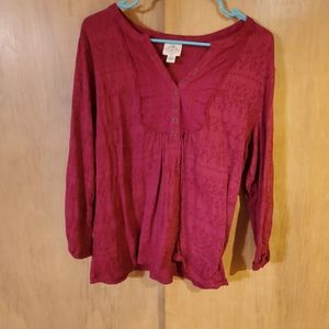 ⭐Burgundy xlarge st John's bay 3/4 sleeve lace top